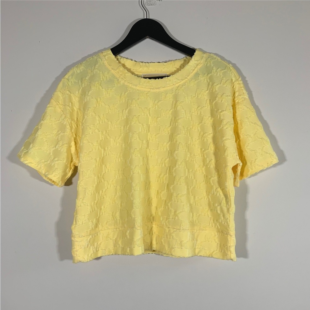 NWT Michael Kors Yellow Textured Short Sleeve Women's Top S Sunbeam $98 Feminine